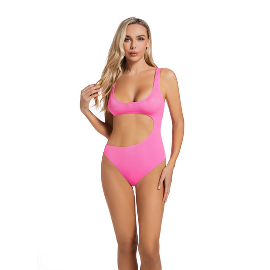 Tan Through Bikini One-Piece - Pink Peek