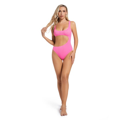 Tan Through Bikini One-Piece - Pink Peek